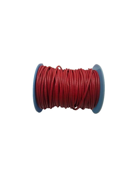 Cordão de Couro Redondo de 3mm na cor Vermelha.