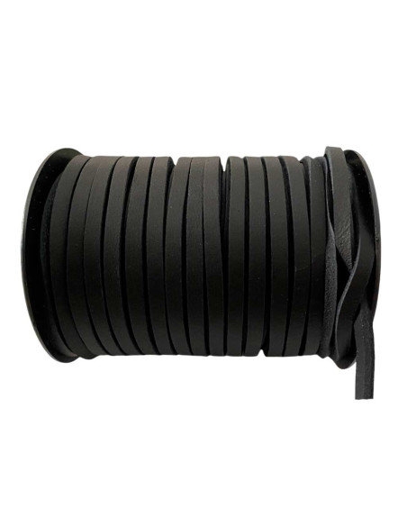 Cordão de couro preto plano de 3,5 mm – Vendido por metro ou rolo de 25 m | Couro Natural para Artesãos