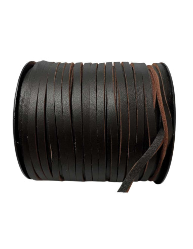 Cordon en cuir marron foncé 3,5 mm – Non perforant | Intérieur naturel | Vendu au mètre ou au rouleau