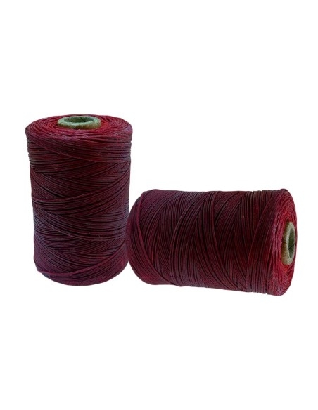 Waxed thread for sewing leather. Burgundy red.