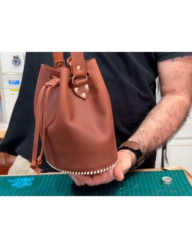Free Pattern Leather Handbag with Stitched Base and Straps