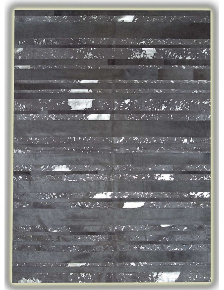 Tapis en gris et argent. Tapis de peau Norman taureau.