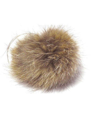 Pompon In Pelliccia Sintetica 10-12 Cm Per Cappelli E Sciarpe, Colore Beige-nero