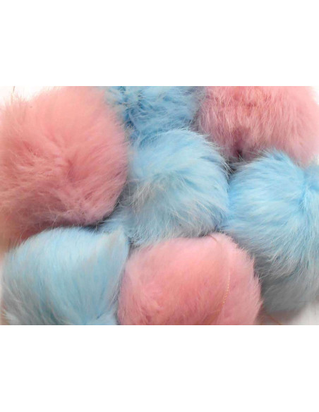 POMPONS EN FOURRURE DE LAPIN AUX COULEURS PASTEL