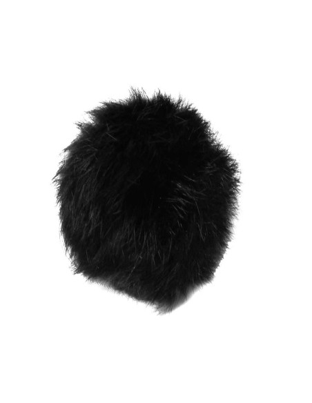 BLACK RABBIT FUR POMPOMS