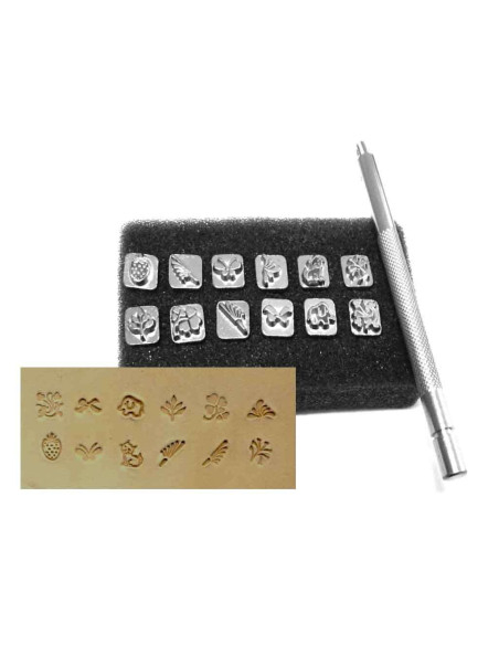 OUTIL DE GRAVURE DU CUIR. ENSEMBLE DE MATRICES