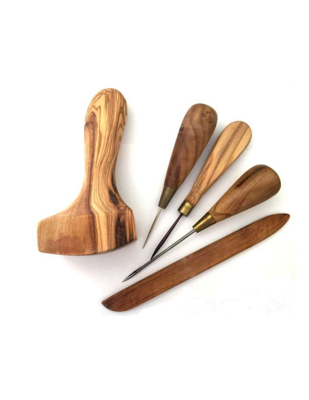Kits d'outils pour le travail du cuir. Bois d'olivier